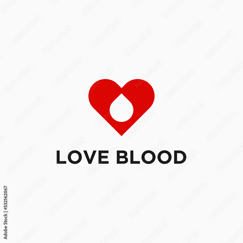 blood love logo design vector silhouette illustration