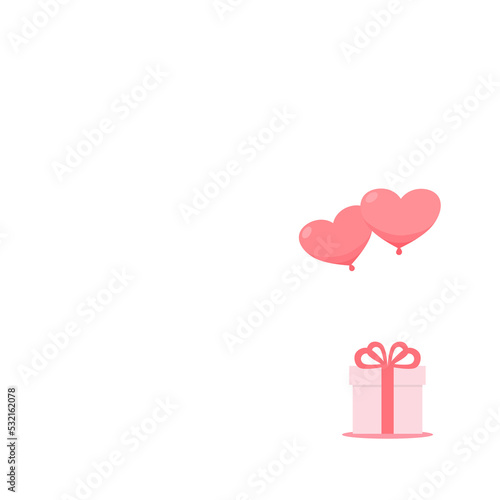 gift box with pink balloon hearts