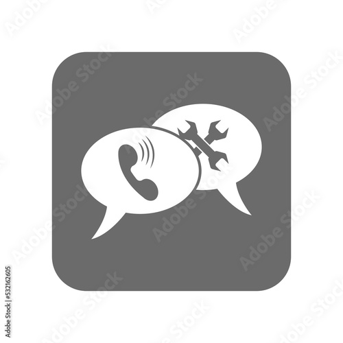 Customer service icon with speech bubble. Support management, online service centre pictogram isolated vector illustration.