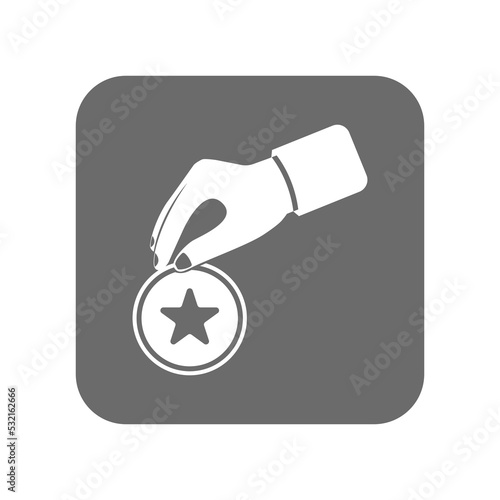 Customer service icon with human hand. Support management, service centre pictogram isolated vector illustration.