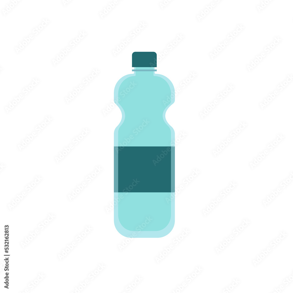 Plastic bottle for water on white background. Vector illustration. Flat style Plastic bottle for water on white background. Vector illustration. Flat style
