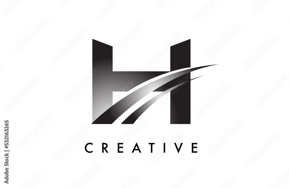 Letter H Logo Design Vector with Curved Swoosh Lines and Creative Look Letter H Logo Design Vector with Curved Swoosh Lines and Creative Look