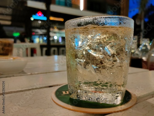 glass of water on the table