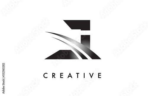 Letter J Logo Design Vector with Curved Swoosh Lines and Creative Look