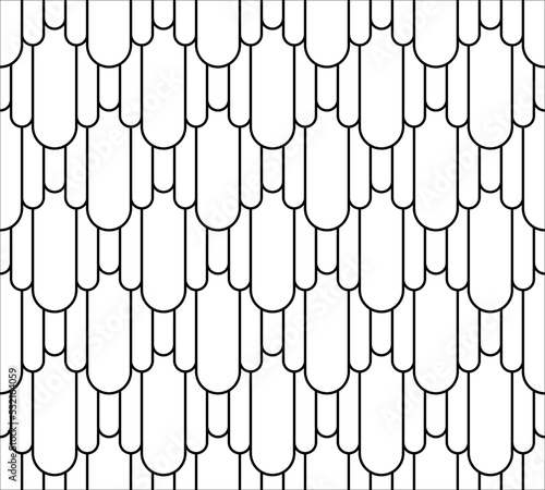 Seamless vector pattern. Black and white linear drawing. Coloring book, colouring page for children and adults. Abstract geometric design. Monochrome illustration. Easy to edit color and line weight