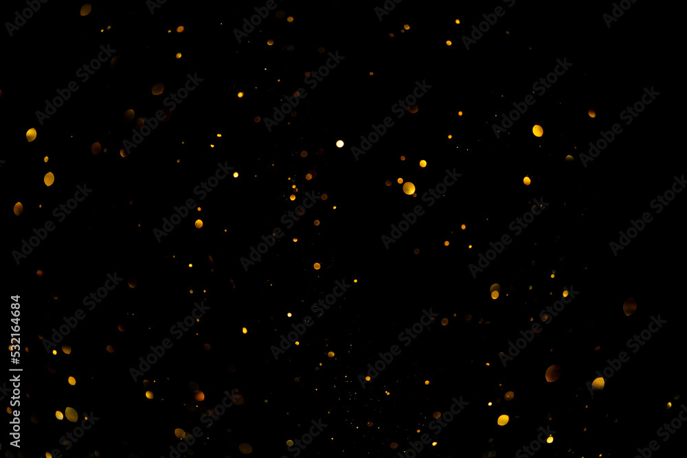 Golden glitter bokeh lights abstract overlay bokeh background - obrazy, fototapety, plakaty 
