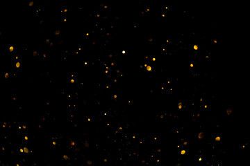 Golden glitter bokeh lights abstract overlay bokeh background