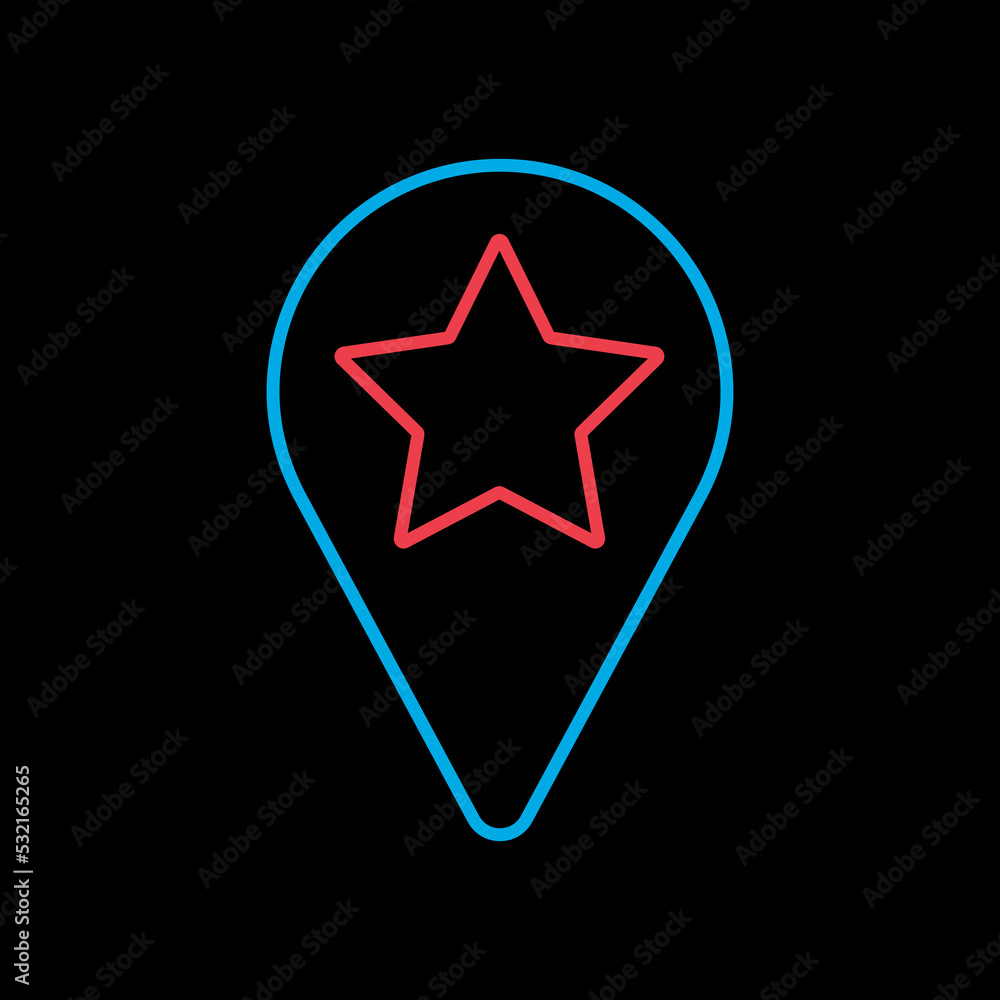 Star favorite pin map icon. Map pointer, markers Star favorite pin map icon. Map pointer, markers