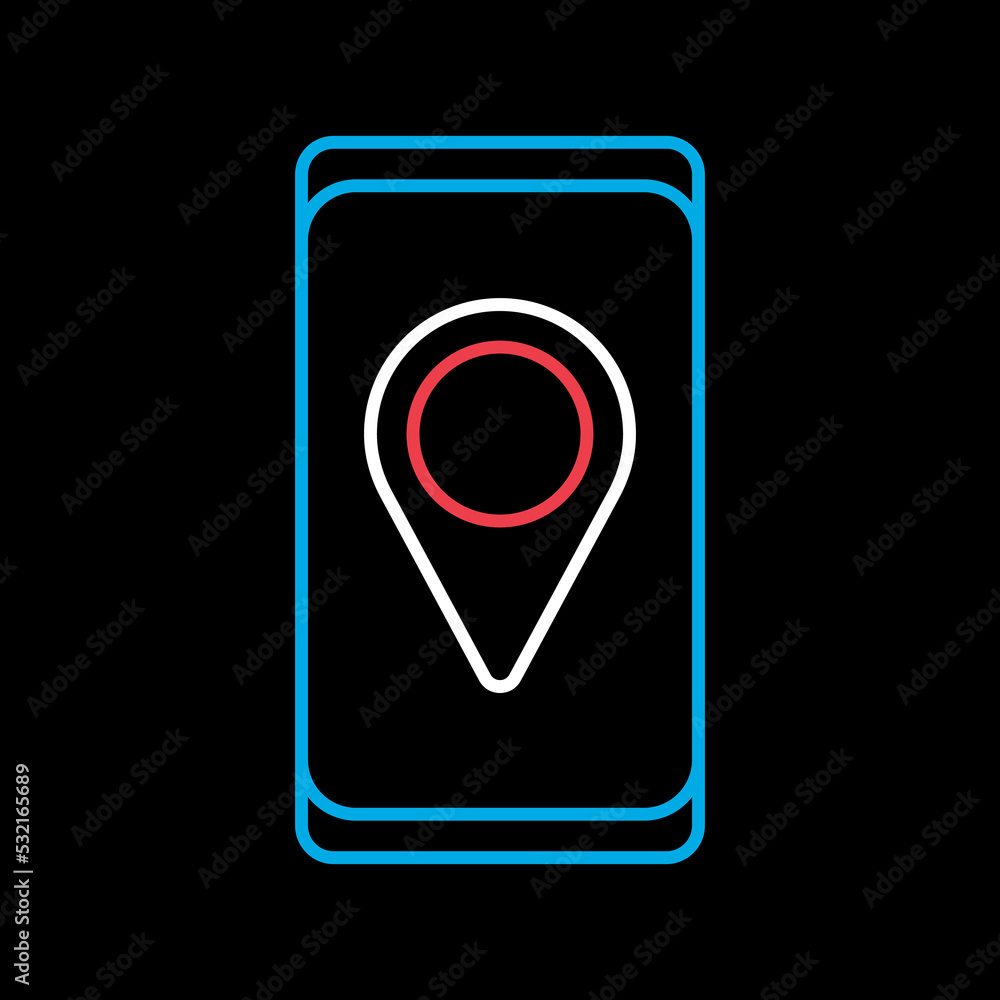 Smartphone with pin location style icon vector Smartphone with pin location style icon vector