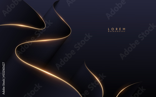 Abstract blue and gold waved shapes background