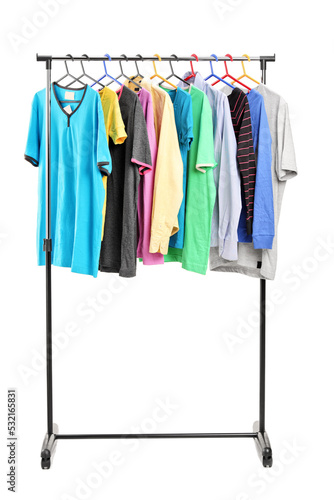 Clothes on hang rail photo