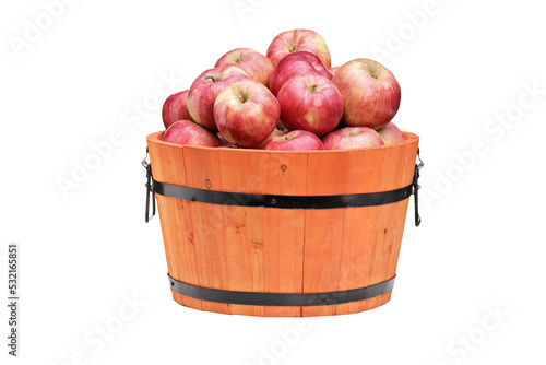 Foto Red apples in a wooden barrel