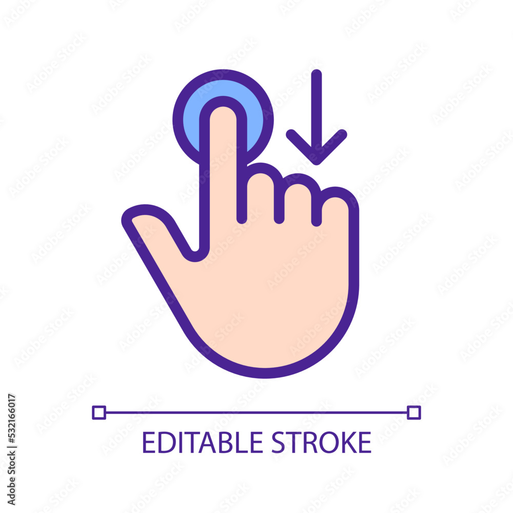 Move downwards pixel perfect RGB color icon. Swipe down. Touchscreen controlling gesture. Drag and draw. Silhouette symbol on white space. Solid pictogram. Vector isolated illustration Move downwards pixel perfect RGB color icon. Swipe down. Touchscreen controlling gesture. Drag and draw. Silhouette symbol on white space. Solid pictogram. Vector isolated illustration