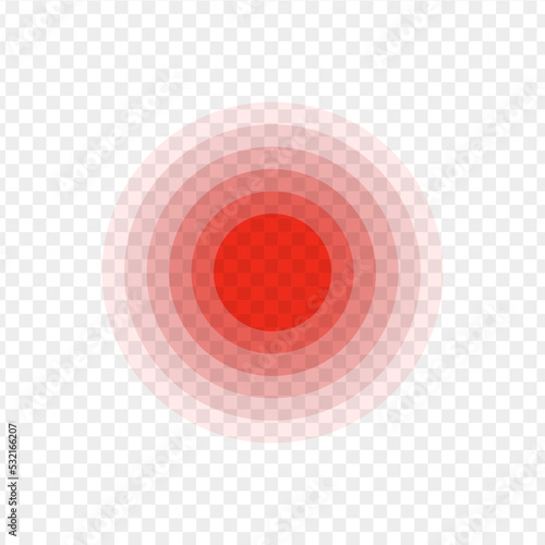 Red painful target mark. Circle of pain