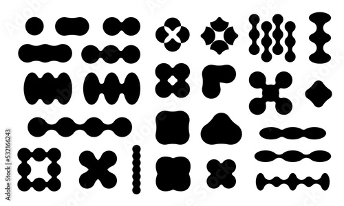 Abstract minimalistic geometric elements set. Collection of black contemporary simple various shapes for icons, logo, UI