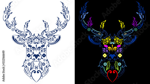 reindeer mexican talavera art illustration set pack collection in vector format