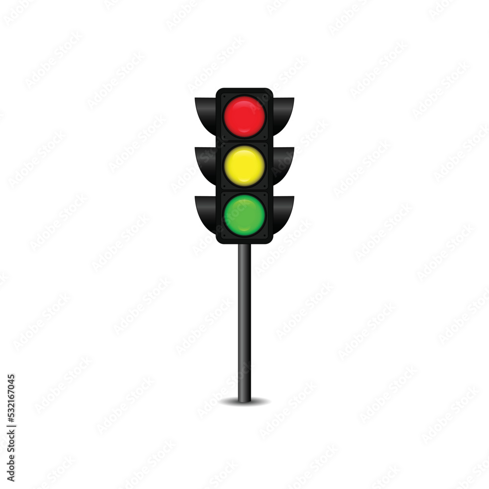 Traffic light on post pole vector art and graphics Stock Vector | Adobe ...