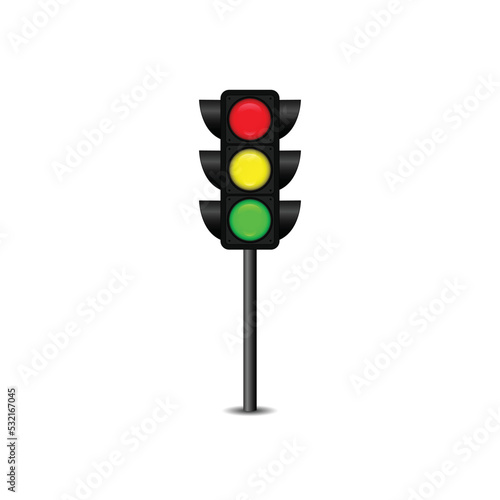 Traffic light on post pole vector art and graphics