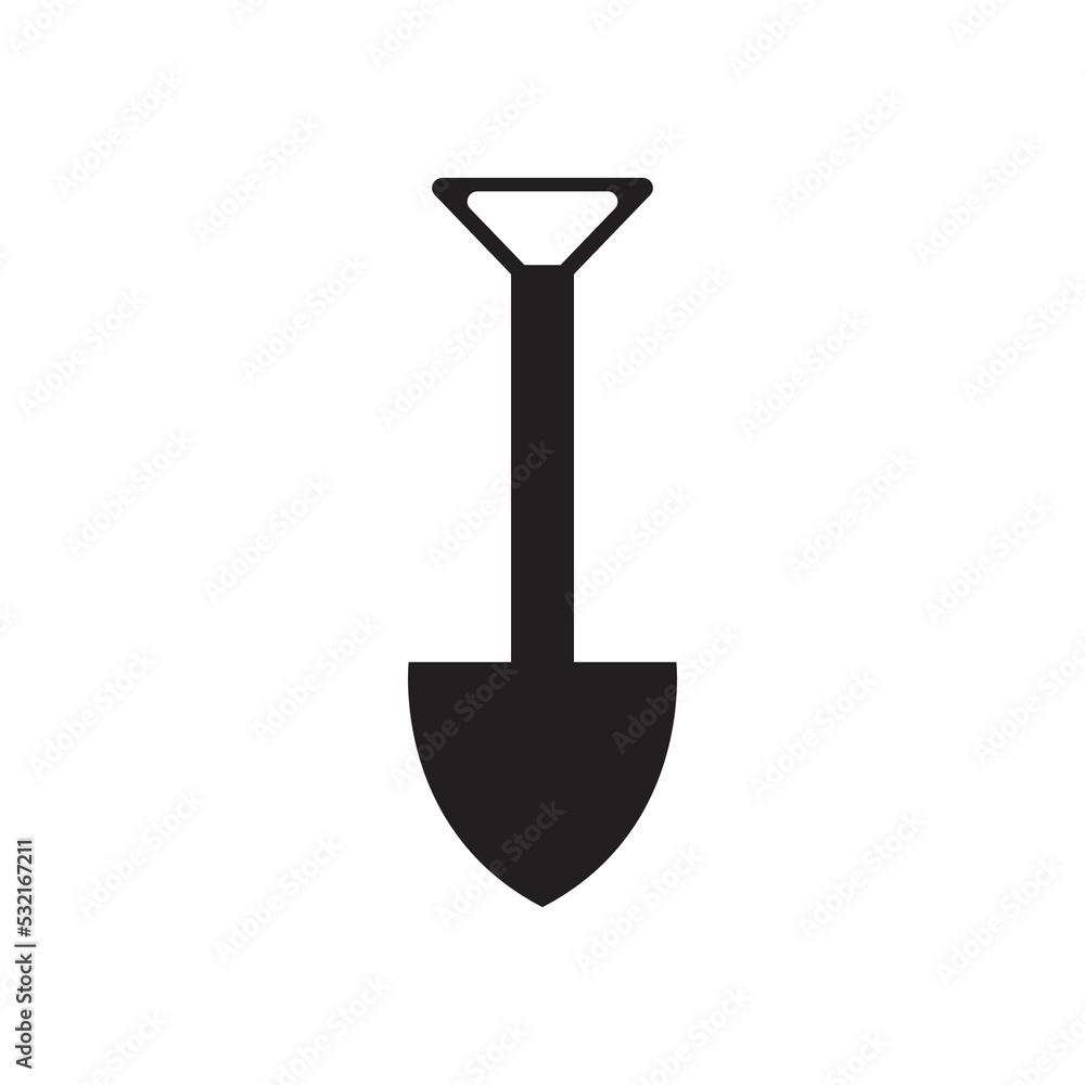 Graphic flat shovel icon for your design and website Graphic flat shovel icon for your design and website