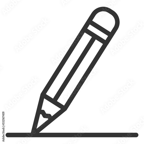 Pencil writes on paper - icon, illustration on white background, outline style photo