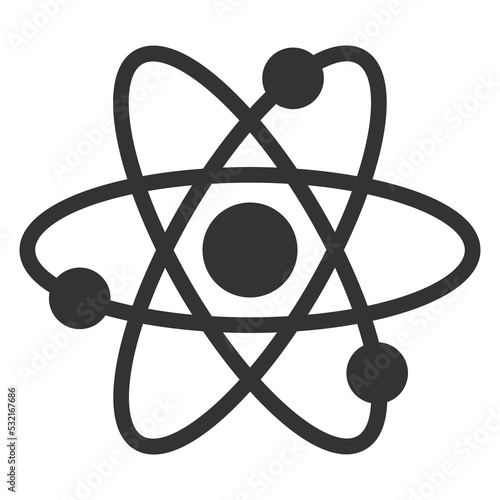 Atom structure with orbits - icon, illustration on white background, glyph style