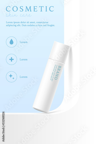 smetics and skin care product ads template on blue background.