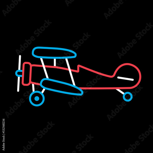 Light aircraft plane flat vector icon