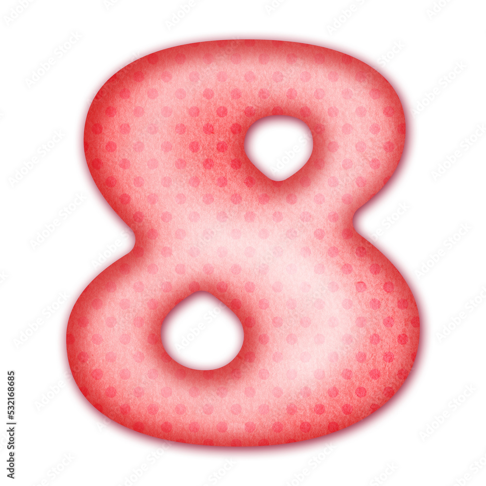 Polka dot number 8, number eight with polka dots, cute birthday Polka dot number 8, number eight with polka dots, cute birthday