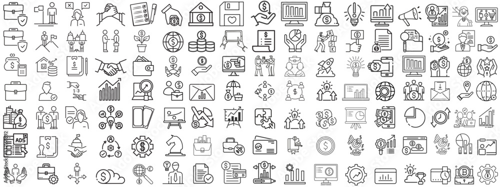 Business  line icons set. Businessman outline icons collection,Business people, human resources, office management icon