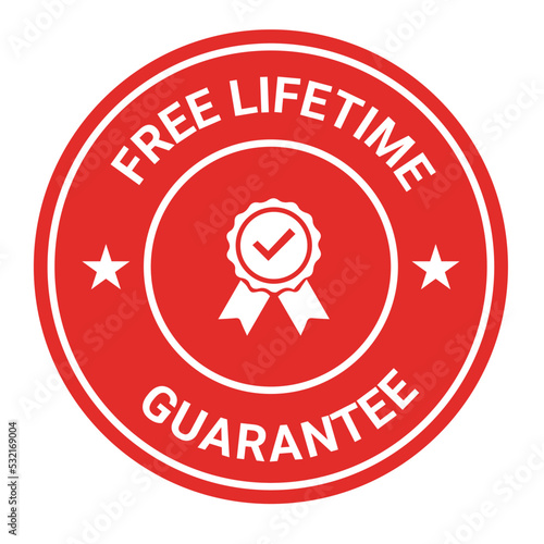 Free lifetime Guarantee, 100% Satisfaction Guaranteed. Free shipping vector logo and trust badge icon