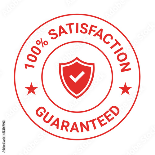 100% Satisfaction Guaranteed. Free shipping vector logo and trust badge icon
