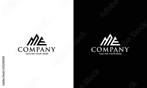 Letter ME Logo Symbol. Initial Monogram Logo. Vector logo for business and company identity on a black and white background.