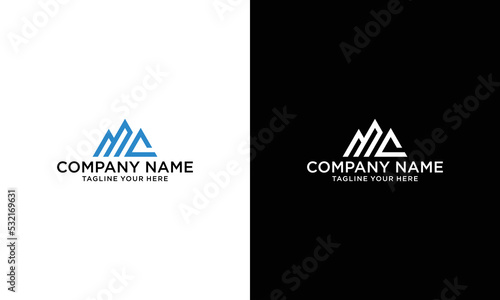 Letter MC Logo Symbol. Initial Monogram Logo. Vector logo for business and company identity on a black and white background.
