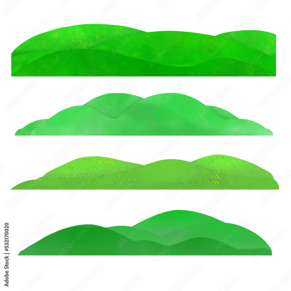 Green hills, meadow. A set of elements for design Green hills, meadow. A set of elements for design