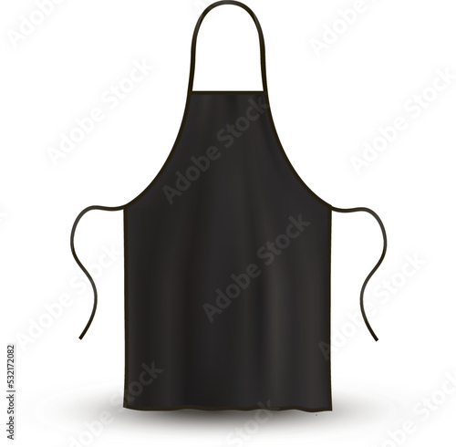 Black apron kitchen restaurant service chef uniform protective clothes textile realistic vector