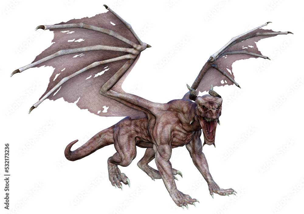 3D Rendering Fairy Tale Dragon on White 3D Rendering Fairy Tale Dragon on White