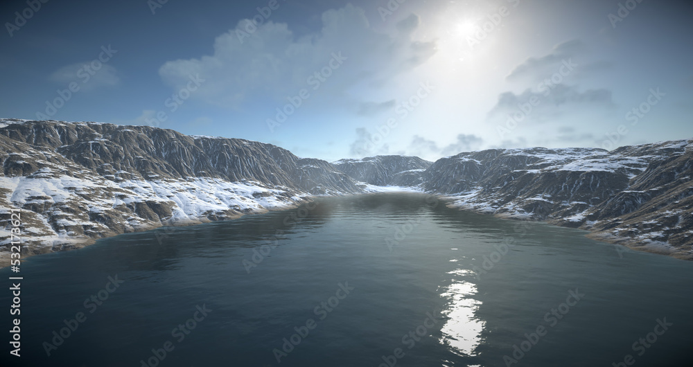 Naklejka premium snowy mountain landscape view.