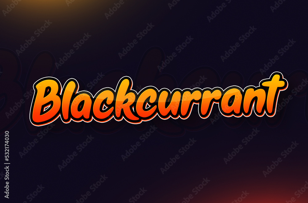 Fruits name Blackcurrant text design Fruits name Blackcurrant text design