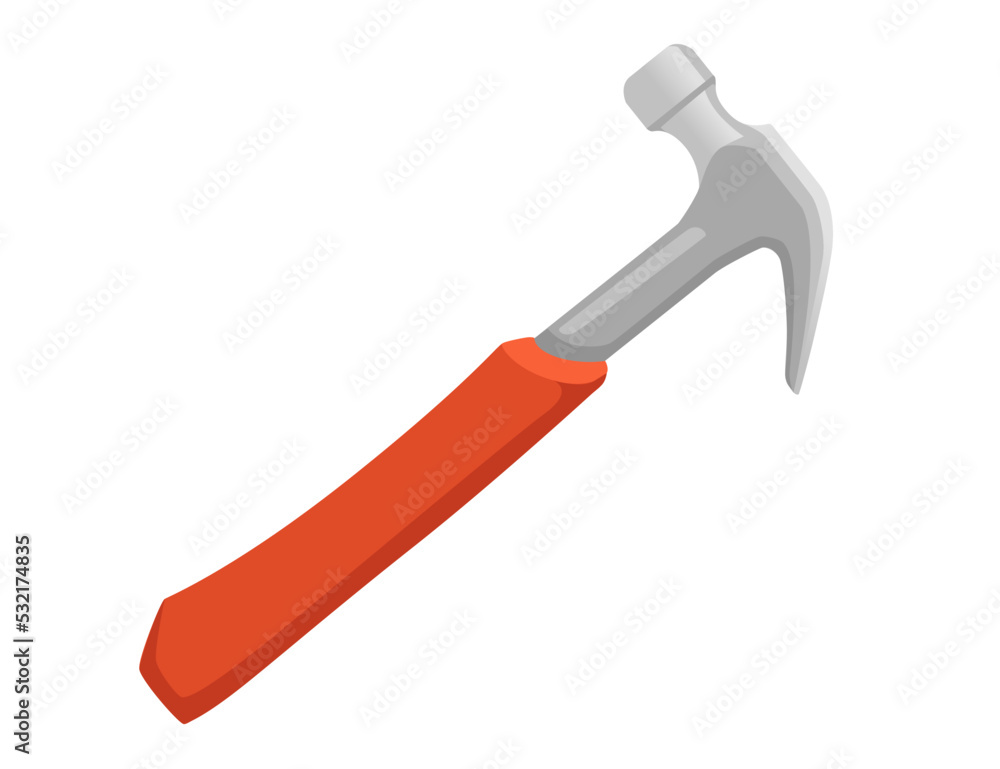 Steel claw hammer with rubber cover handle vector illustration isolated on white background Steel claw hammer with rubber cover handle vector illustration isolated on white background