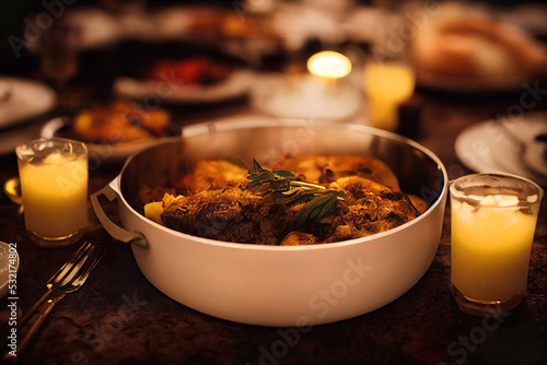 delicious tasty thanksgiving day meal, 3d render, 3d illustration