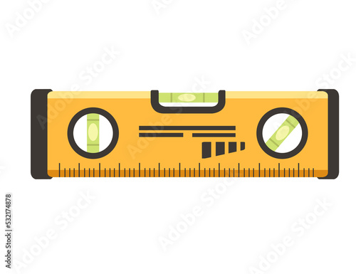 Yellow color metal spirit level vector illustration isolated on white background