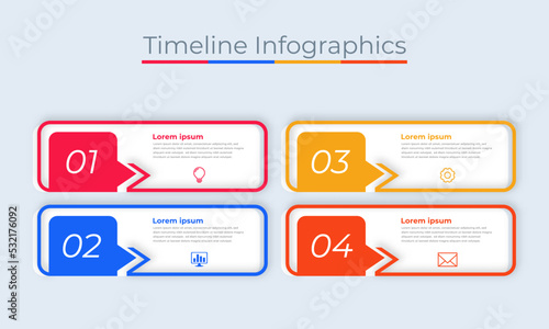 Timeline Infographics Design Marketing Icons. Usable for Workflow Layout, Diagram, Annual Report, Web Design. Business Data Visualization with steps or Processes