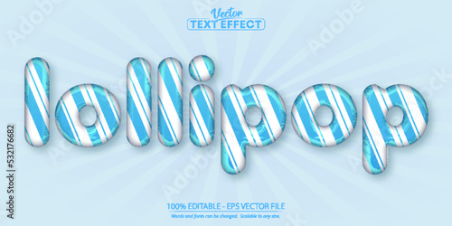 Candy text effect, editable lollipop text and cartoon text style