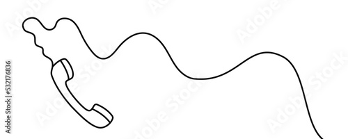 Line drawing handset. Single pattern phone icon. Vector illustration