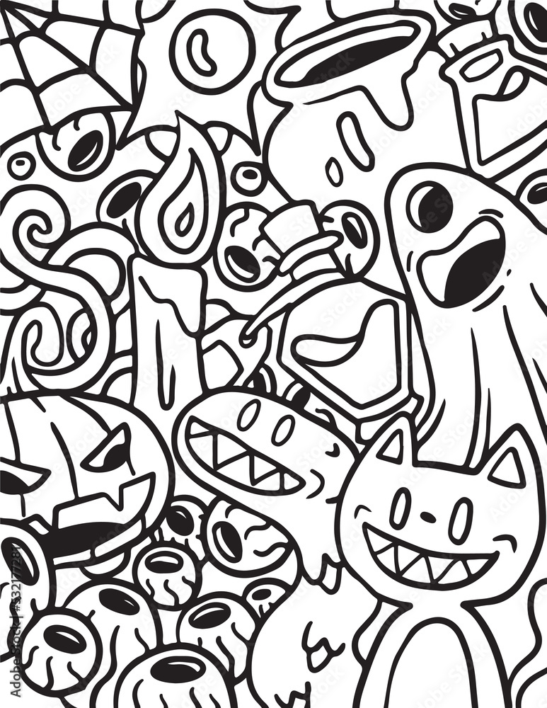 Halloween ghost party coloring page