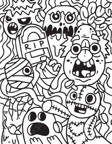 Halloween ghost party coloring page