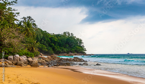 Naithon Beach bay panorama with turquoise clear water Phuket Thailand. photo