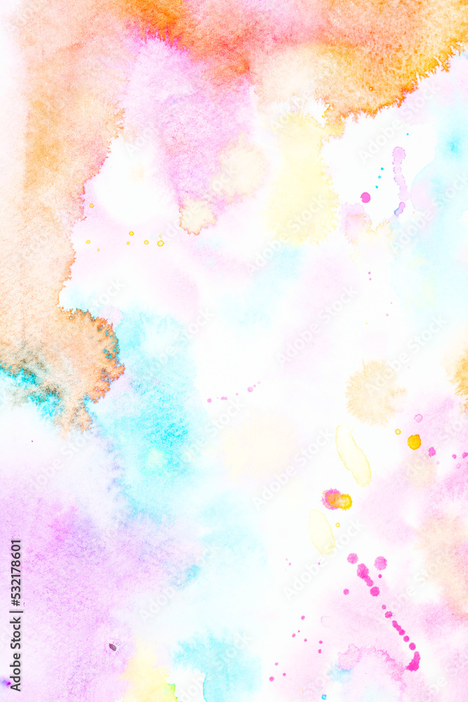Background of watercolour paint splashed around in an abstract style