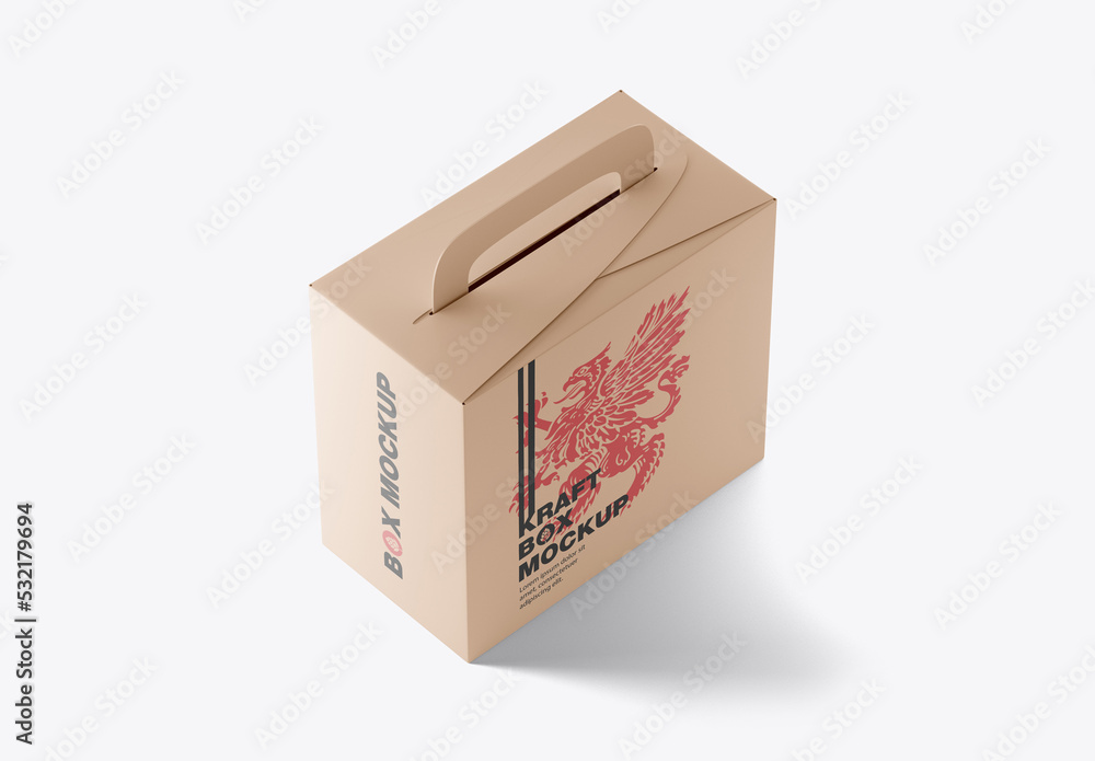 Kraft Paper Box with Handle Mockup Stock Template | Adobe Stock