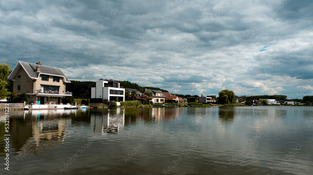 Lakeside residential area in Berlare, Belgium